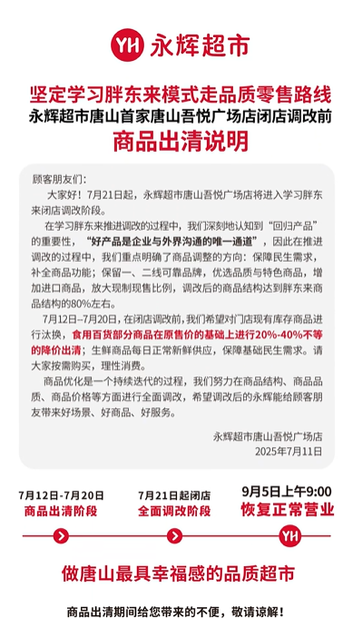 唐山吾悦广场永辉超市“胖改”启动，负一层「悦来市集」火热招商中！